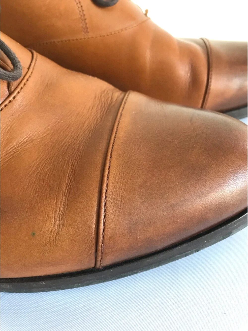 Wolf & Shepherd Oxford Closer Cap Toe Maple Tan Calfskin Shoes, US 11 Portugal
